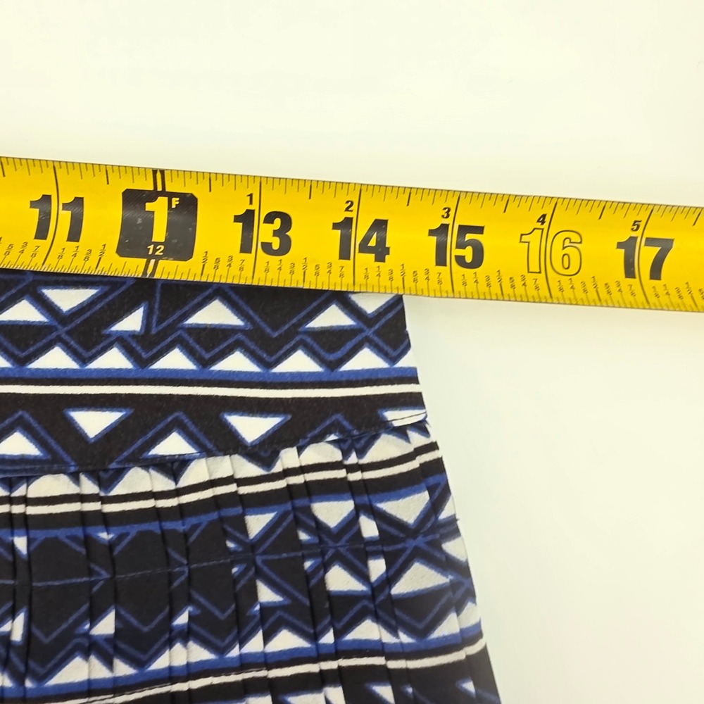 J.Crew Pleated Mini Skirt Blue Black Geometric Print Womens 0 Casual Office - Picture 7 of 7